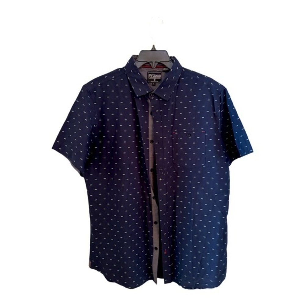 Premium Xpression men’s short sleeve button-down w/micro-dash white pattern.